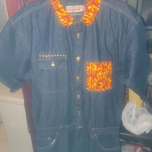 Zara vintage denim jumpsuit